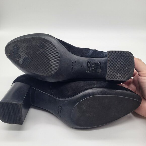 Aquatalia Women's SZ 7 Darianna Black Suede Chunky Heeled Boots Booties #410259 - Picture 7 of 12